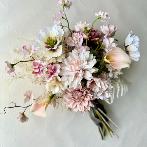 ウェディングブーケ アーティフィシャルフラワー ダリア ポピー カラー