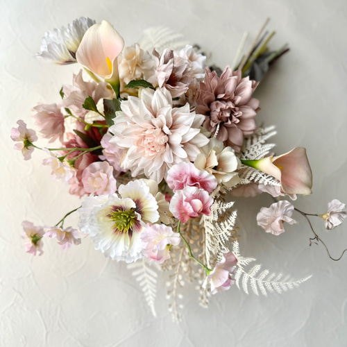 ウェディングブーケ アーティフィシャルフラワー ダリア ポピー カラー