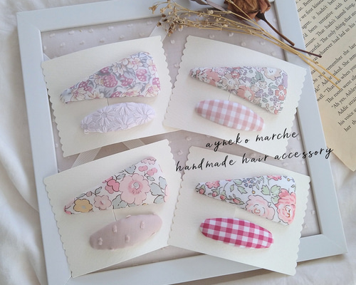 【293】リバティプリント　ハンドメイド　オーバルパッチンピン　ヘアピン　3個 リバティ》【293】ハンドメイド オーバルパッチンピン ヘアピン