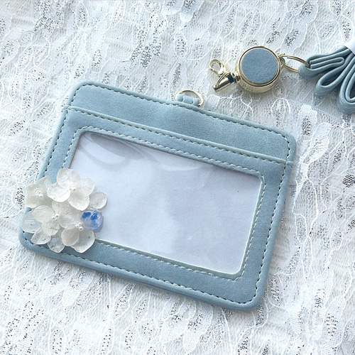 在庫ラスト 紫陽花 IDカードホルダー/ IDカードケース 社員証入れ 定期  