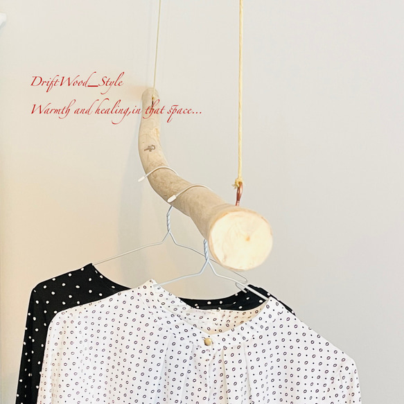 流木インテリア シンプルで真っすぐな大型流木のハンガーラック 北欧 衣装掛 ハンギング 吊り下げ ハンガーポール N29 4枚目の画像