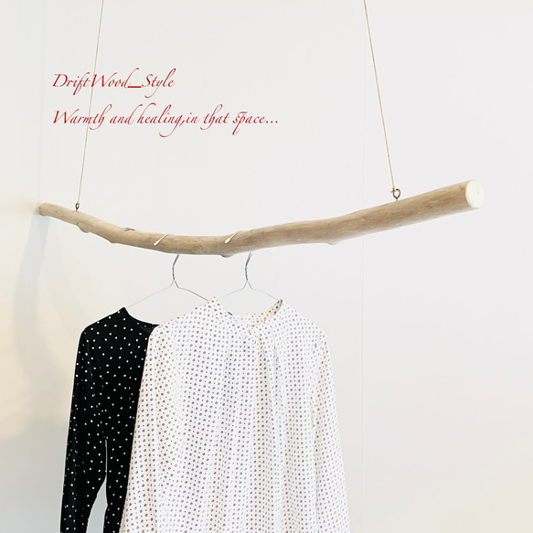 流木インテリア シンプルで真っすぐな大型流木のハンガーラック 北欧 衣装掛 ハンギング 吊り下げ ハンガーポール N29 1枚目の画像