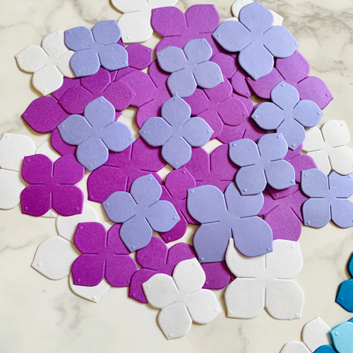 クラフトパンチ ダイカット あじさい 紫陽花 たっぷり100枚 壁面飾り