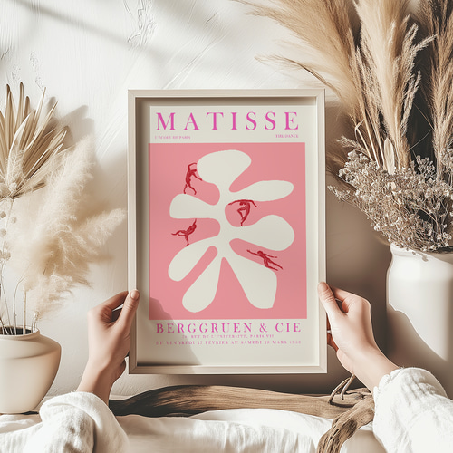 アートポスター ダンス シルエット ピンク ホワイト 抽象デザイン