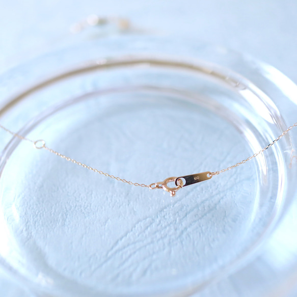 [Sot to] K10YG ペリドットとアコヤ真珠のアシンメトリーネックレス 8枚目の画像