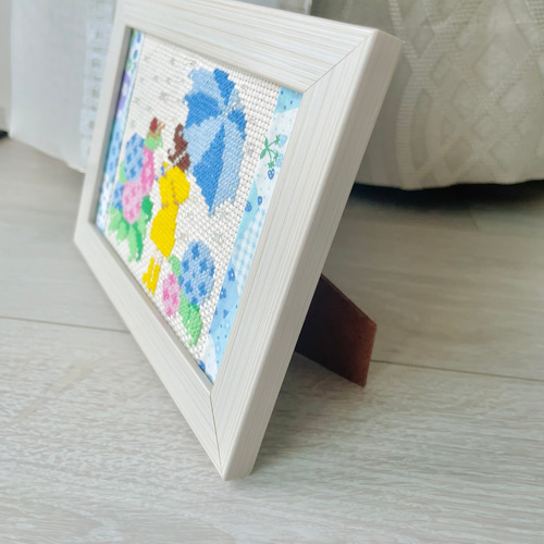 クロスステッチ完成品 梅雨 紫陽花 6月 刺繍 フォトフレーム クロスステッチ完成品 梅雨 紫陽花 6月 刺繍 フォトフレーム