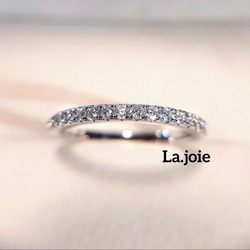 大人気！　最高品質 モアサナイト ハーフエタニティ 1.5mm リング 2枚目の画像