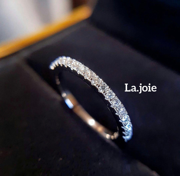 大人気！　最高品質 モアサナイト ハーフエタニティ 1.5mm リング 4枚目の画像