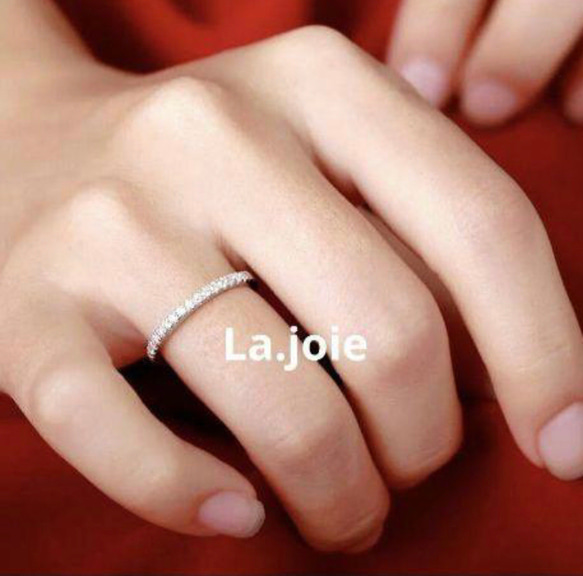 大人気！　最高品質 モアサナイト ハーフエタニティ 1.5mm リング 5枚目の画像