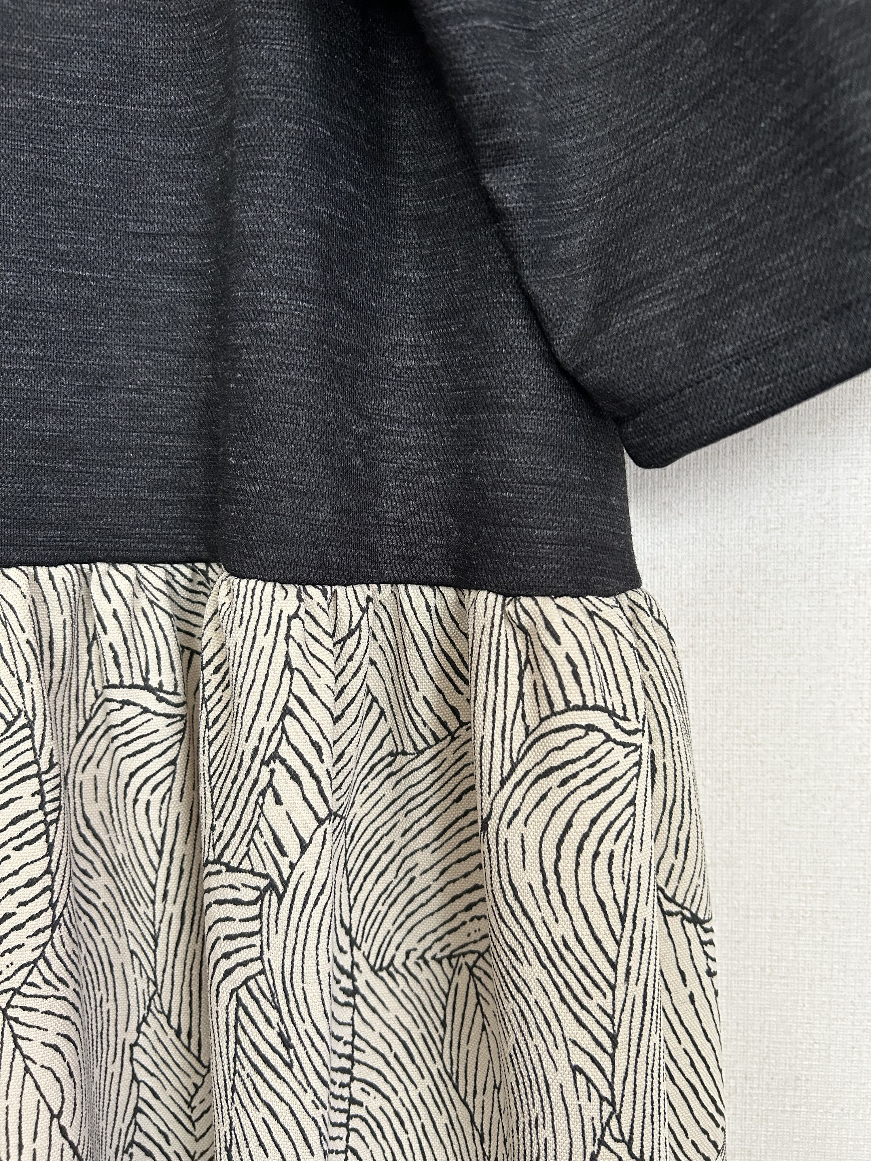 cottonリネンニット腰下切り替えギャザー入りロングワンピース