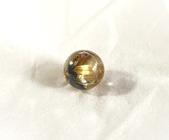 CYA　レア AAAA 黄金 黒金針 タイチン ルチルクォーツ キャッツアイ 8.5mm玉 粒売】 天然石ビーズ 現物 7枚目の画像