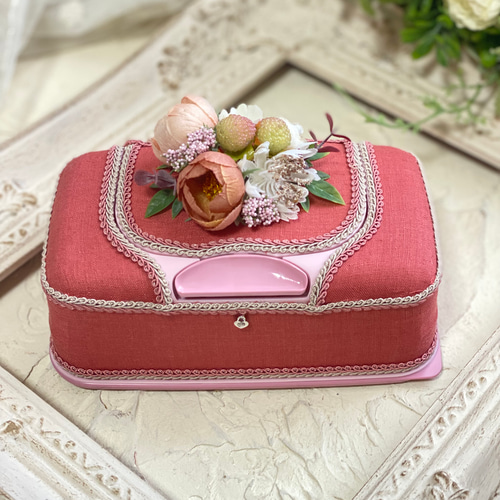 フラワーワイプケース（栗梅茶） その他インテリア雑貨 chou-fleur