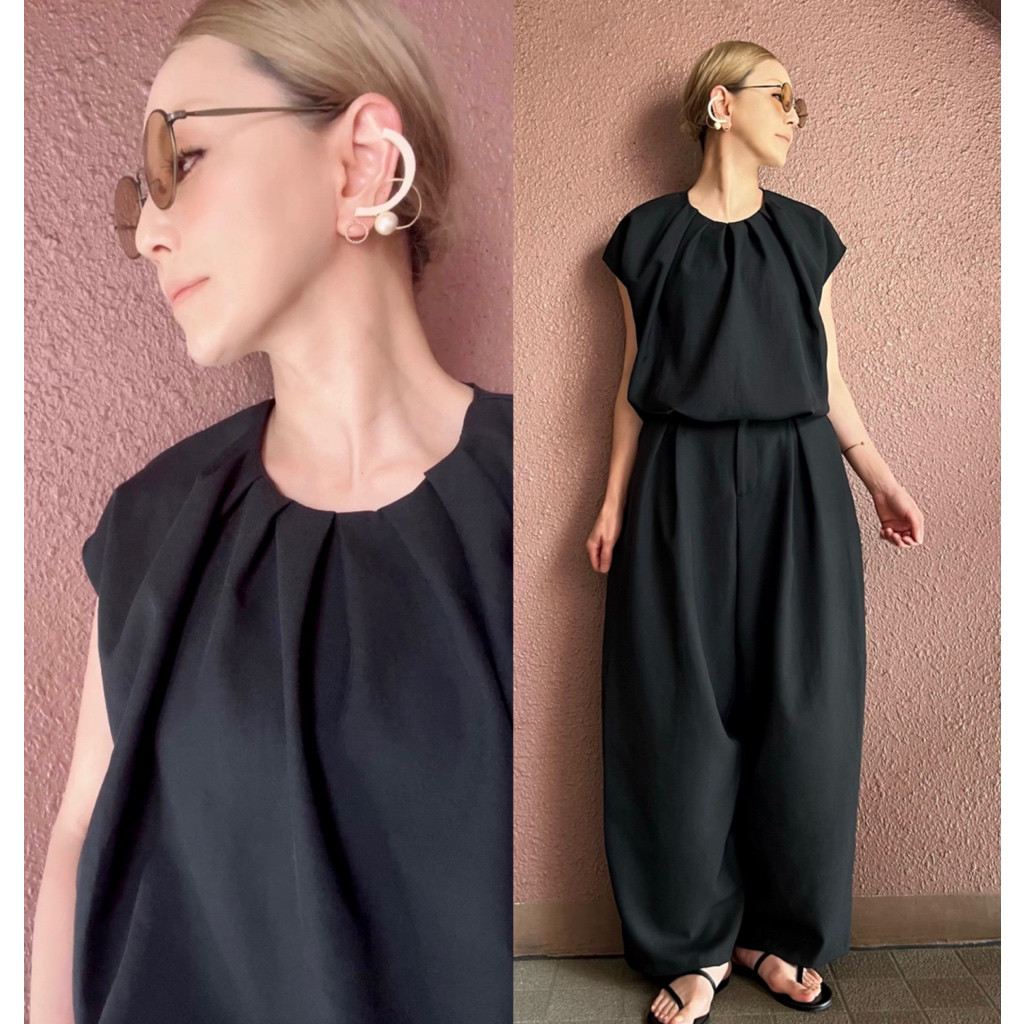 サイズ選べる❣️涼しい冷感❤️速乾＆紫外線防止❤️感動のワイドシルエット❤️かっこいい大人のパンツ❤️BLACK