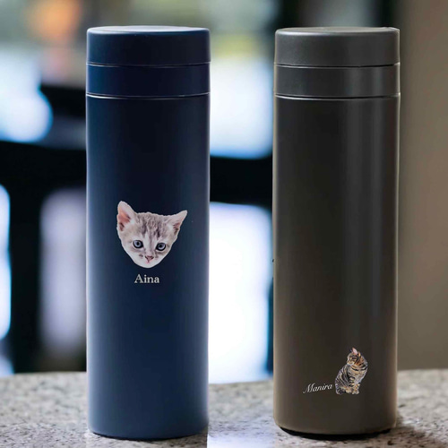 うちの子イラストのサーモボトル 300ml・500ml 選べるスリム水筒（犬