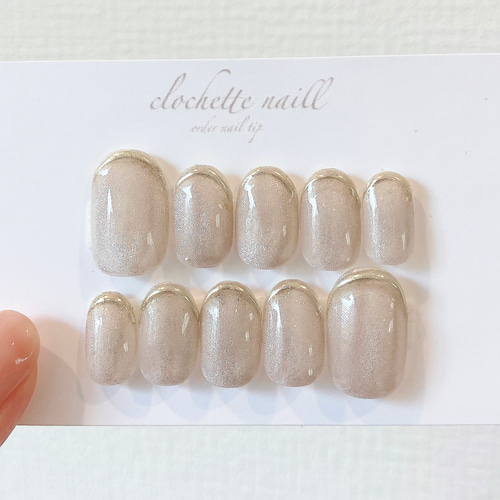 no.024マグネット ミラーフレンチ ネイルチップ 結婚式 成人式 ベージュ no.024マグネット ミラーフレンチ ネイルチップ 結婚式 成人式