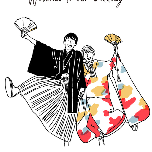 シンプル画】イラスト 結婚式 ウェルカムボード 似顔絵 wedding