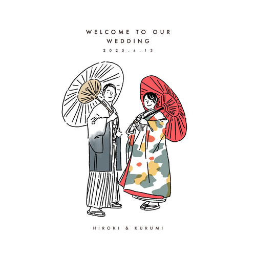 シンプル画】イラスト 結婚式 ウェルカムボード 似顔絵 wedding