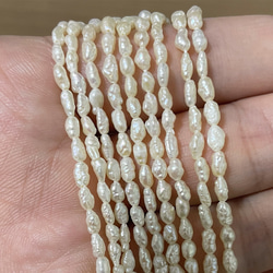 淡水パール 真珠 バロック ライス 5mm 6mm 極小粒 小粒 ケシ 無核 ホワイト系 半連19cm tp0002 4枚目の画像