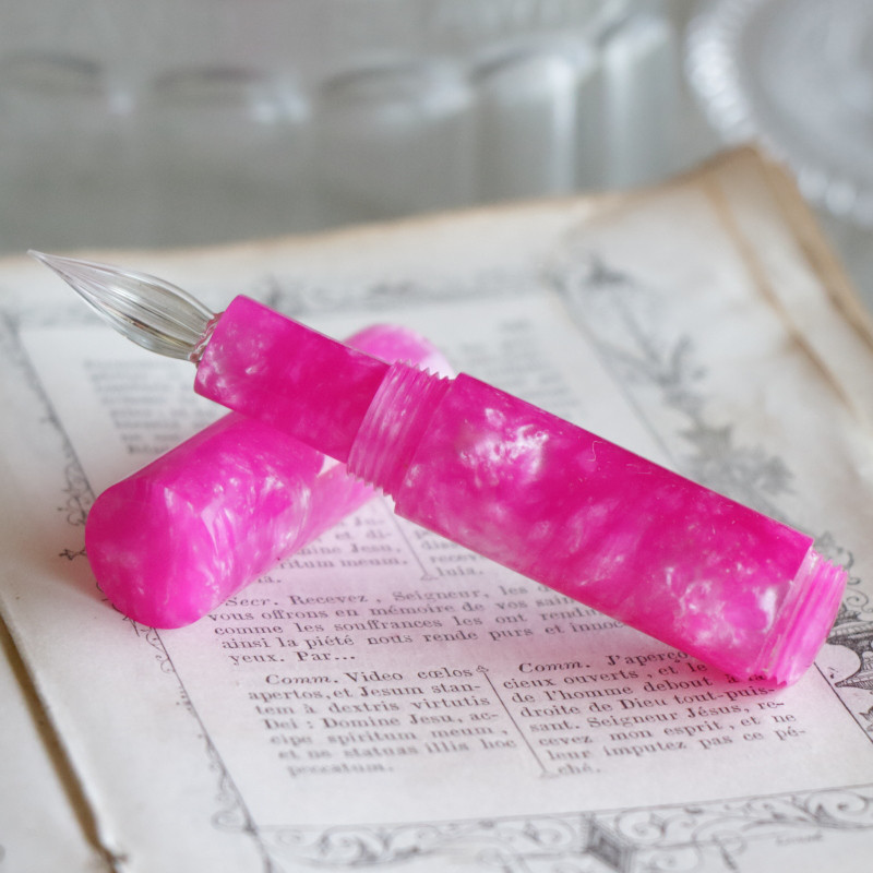 「ロゼシャンパン・Lapis mini」Viriditas手作りキャップ付きガラスペン