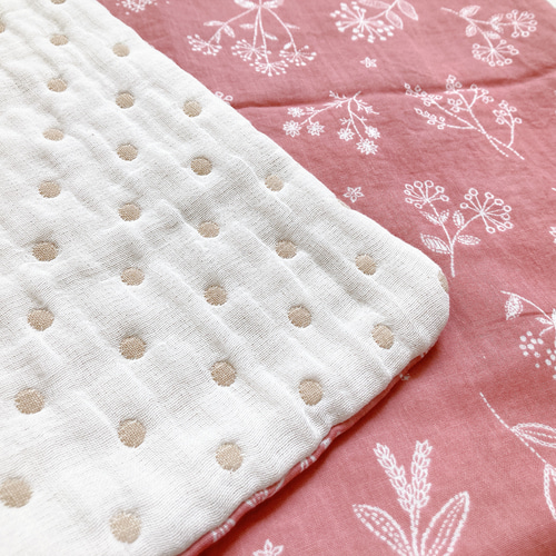 ガーゼケット 大柄フラワー ピンク 北欧 ブランケット カフェマット