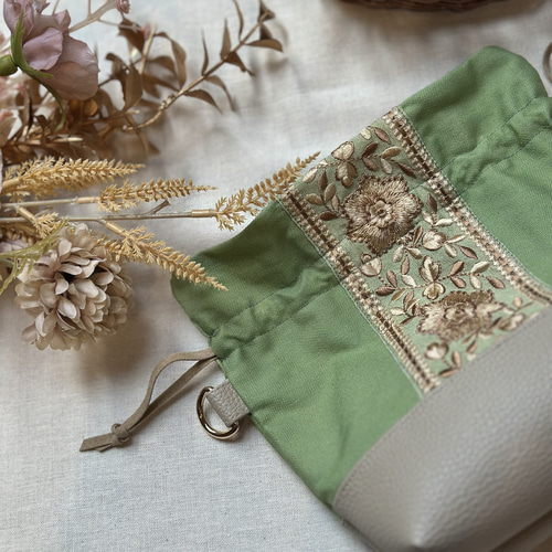 インド刺繍リボン 巾着バッグ 巾着バッグ ekopeto 通販 17812003 インド刺繍リボン 巾着バッグ 巾着バッグ ekopeto 通販 17812003