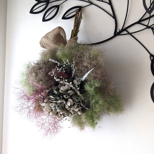 スモークツリー 枝付き ボリューム 55cm【5】＊ ふわふわ ドライ