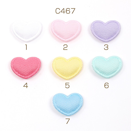 C467-3 12個 ハートアップリケ ハートワッペン ぷっくりハート 