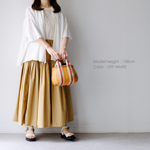 コットンリネン バックギャザーブラウス vent blanc RE-1908