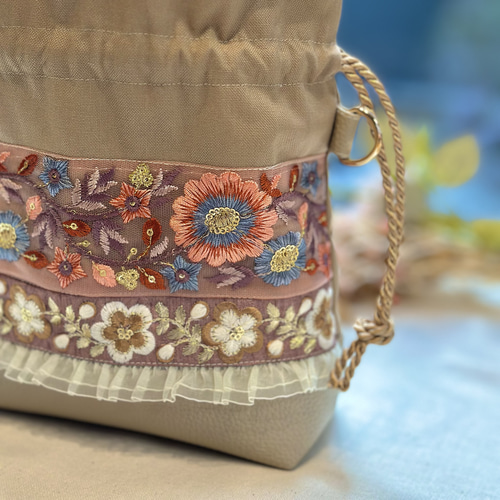 インド刺繍リボン 巾着バッグ 巾着バッグ ekopeto 通販 17812585 インド刺繍リボン 巾着バッグ 巾着バッグ ekopeto 通販 17812585