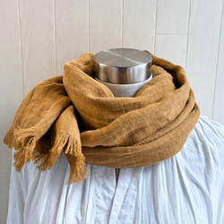 ❁ハンドメイドになります❁ 大判　アップリケベルギーリネンストール ❁ハンドメイドになります❁ 大判 アップリケベルギーリネンストール