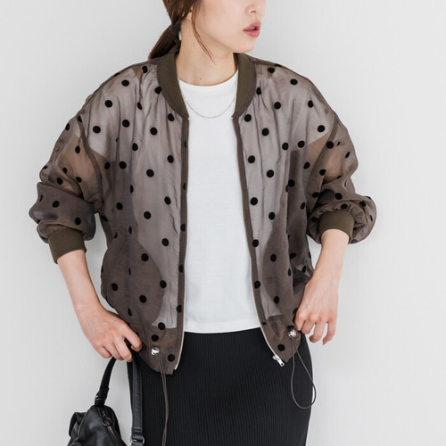 全3色】冷房対策やラッシュガードにも♪ ドット フロッキープリント