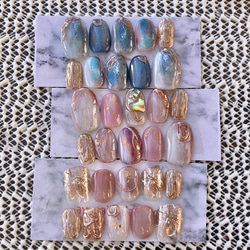 藍ページ 2点分 ネイルチップオーダー 青226XS～230M⋈ブルーマグネット韓国シンプル量産型幻想地雷系星空