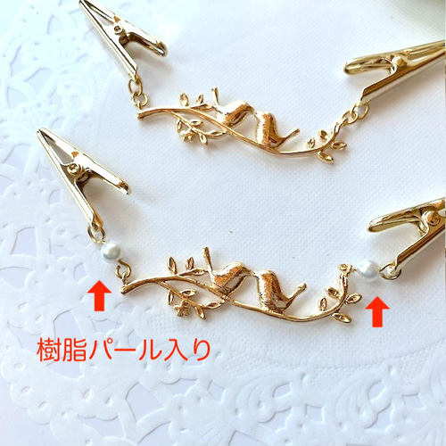 装いのポイント ラブバードのストールクリップ、カーディガンクリップ