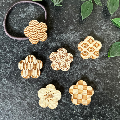 着物柄 秋 デザイン ヘアゴム なごみや 和装 髪飾り 小紋 紬 浴衣 通年用 日本製 ヘアゴム 和柄 髪