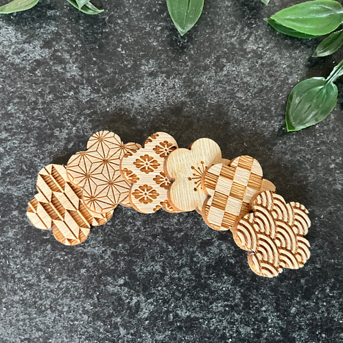 和柄の竹製ヘアゴム 梅の花 レーザー彫刻 ヘアゴム Bamboo Fam. 通販