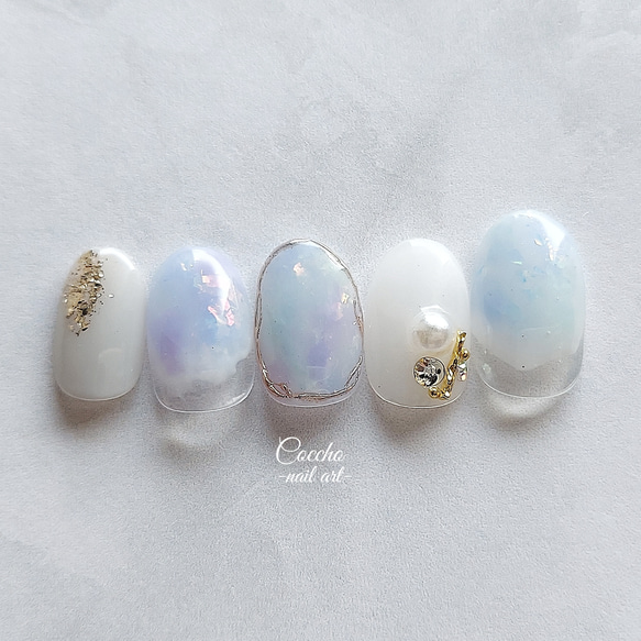 No.272 ふんわりさざ波ネイル / ネイルチップ ジェルネイル 海 ブルー  