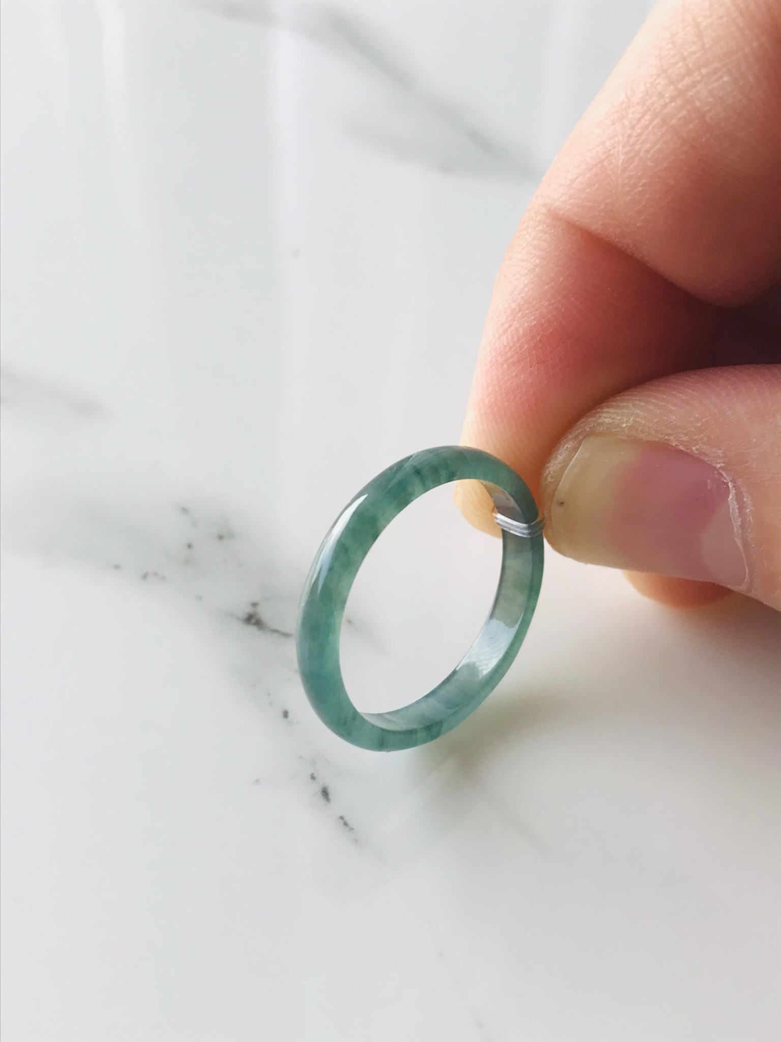 [R15-001］ ジェイド　JADE ヒスイ　本翡翠　くりぬき　リング　天然石　一点物　グアテマラ産　17号