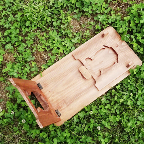 受注制作 ソロキャンプ用テーブル 女子キャン 折り畳み式 パソコン