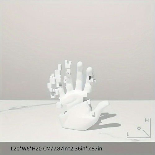 彫刻】右手金属製置物木製台座オブジェ美術工芸品モダンアート 手型