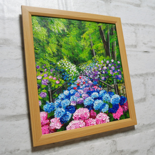 油絵 油彩 油彩画 絵 絵画【紫陽花の階段】 絵画 HR 通販 油絵 油彩 油彩画 絵 絵画【紫陽花の階段】 絵画 HR 通販