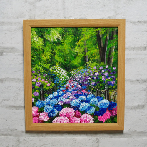 油絵 油彩 油彩画 絵 絵画【紫陽花の階段】 絵画 HR 通販 油絵 油彩 油彩画 絵 絵画【紫陽花の階段】 絵画 HR 通販