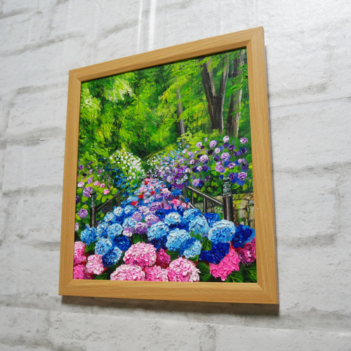 油絵 油彩 油彩画 絵 絵画【紫陽花の階段】 絵画 HR 通販