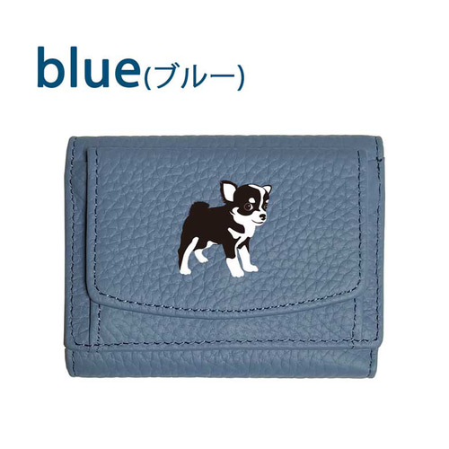 チワワ(ブラック＆タン) 三つ折り ミニ財布 フルオープン ボックス型