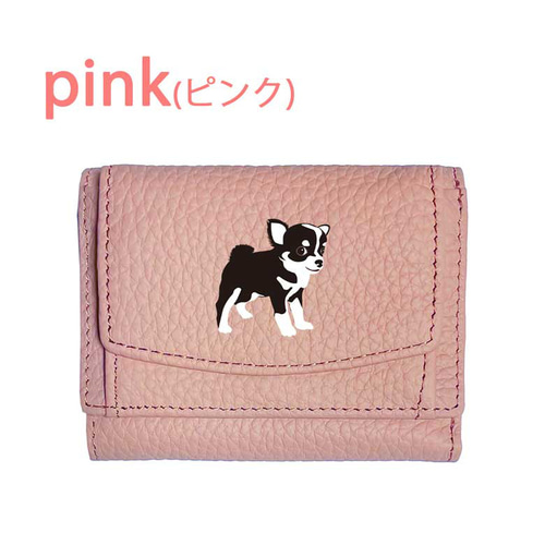 チワワ(ブラック＆タン) 三つ折り ミニ財布 フルオープン ボックス型