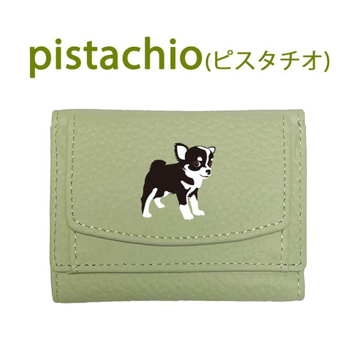 チワワ(ブラック＆タン) 三つ折り ミニ財布 フルオープン ボックス型