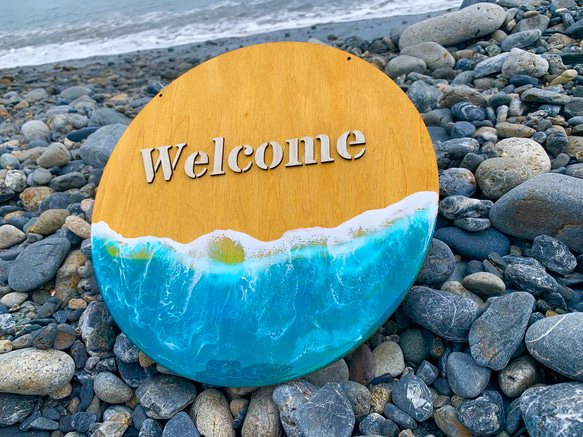海レジンアート　ウェルカムボード　彫刻 海レジンアート ウェルカムボード 彫刻 ウェルカムボード