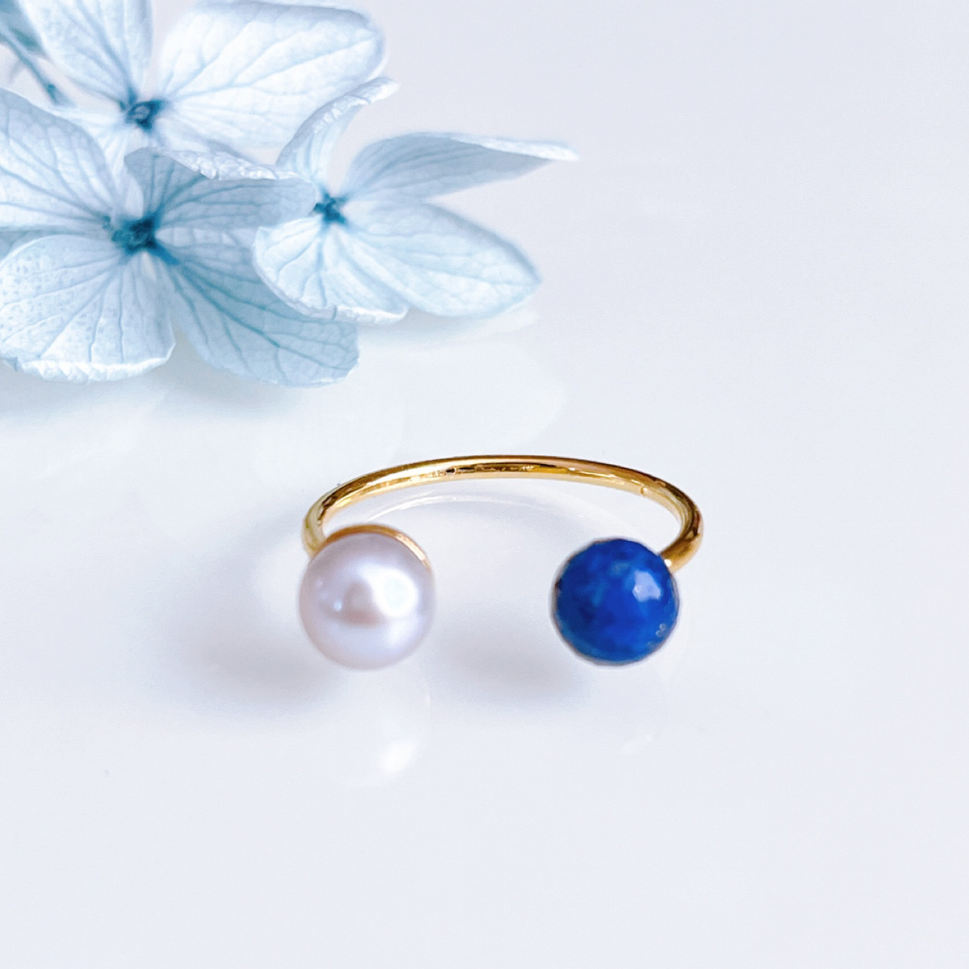 【メディア衣装掲載】フォークリング グレー 淡水パール ラピスラズリ フリーサイズ 誕生日 ギフト 指輪 プレゼント 4,904円