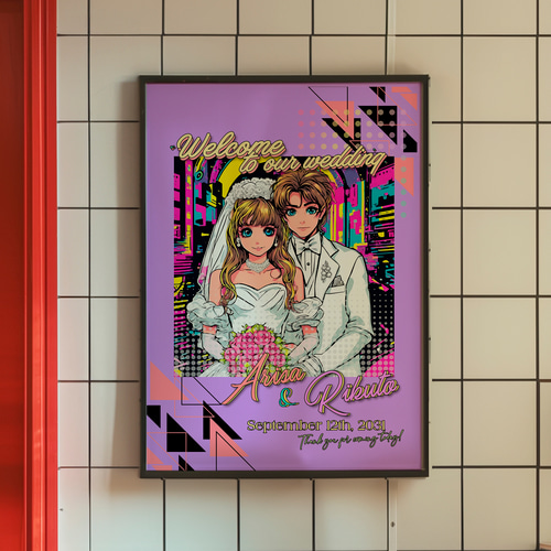 イラスト ポスター ウェルカムボードなど 結婚式 ウェルカムボード デザイン13（パネルまたはポスター