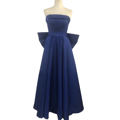 ロングドレス ジュエルブルー ベアトップ 華やか はくしょく気質  