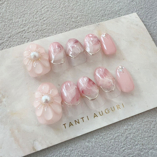 06))ネイルチップ フレンチガーリー ピンク ブルー 個性派 ぷっくりネイル 06))ネイルチップ フレンチガーリー ピンク ブルー 個性派